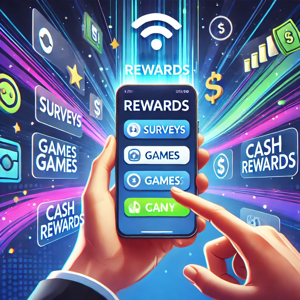 A user earning rewards online through surveys and games on PointPeak