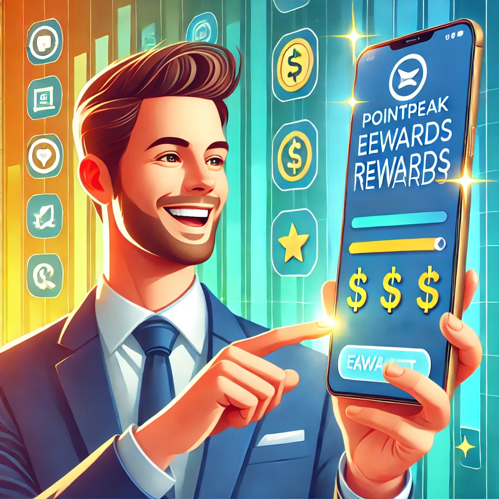 A happy user earning rewards using the PointPeak app