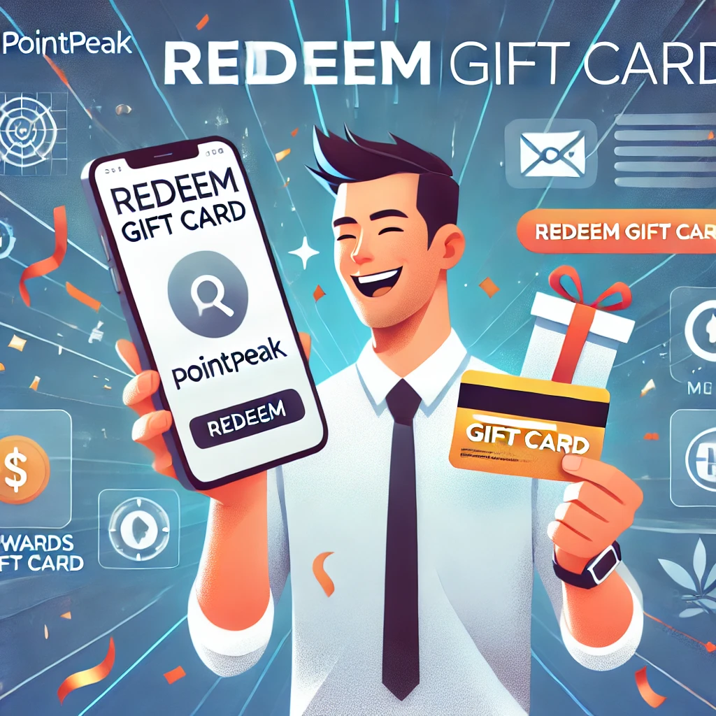 A happy user redeeming free gift cards through the PointPeak app